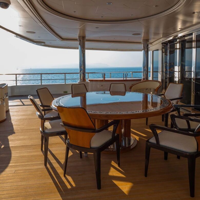 Motor Yacht ELEMENTS Aft Deck Table